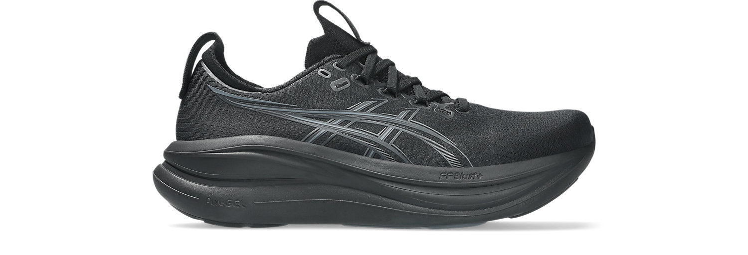 Asics Gel-Nimbus 28 Black Graphite Grey - vue latérale